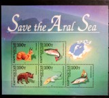 Kazahstan 1996 pești animale fauna bloc neștampilat