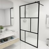 VidaXL Paravan de duș walk-in, negru, 115x195 cm, sticlă securizată