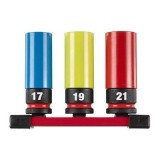 Set 3 chei tubulare de impact Milwaukee &frac12;, &sup3; SHOCKWAVEtm IMPACT DUTY