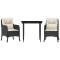 Set mobilier de gradina cu perne, 3 piese, negru, poliratan
