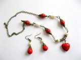 set colier si cercei cu howlite si perle naturale 17647
