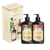Set Sampon &amp; Balsam cu ulei de ricin pentru stimularea cresterii parului, 2x400ml, Arganicare