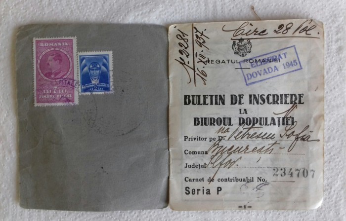 Document de Evidenta Populatiei &ndash; Regatul Romaniei