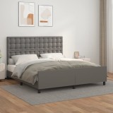 VidaXL Cadru de pat cu tăblie, gri, 160x200 cm, piele ecologică