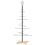 Cumpara ieftin Brad de Craciun din metal cu baza din lemn, negru, 120 cm