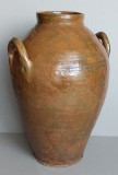 Vas mare de ceramica smaltuita cu 2 toarte tip amfora, capacitate 15 litri, vechime cca 100 ani