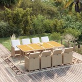 vidaXL Set mobilier pentru grădină cu perne, 9 piese, bej, poliratan 3095581