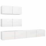 Cumpara ieftin Set dulapuri TV, 4 piese, alb, lemn prelucrat