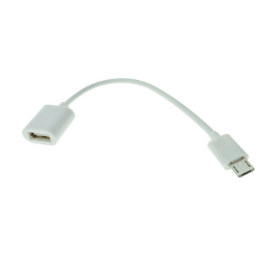 Cablu adaptor OTG USB 2.0 mama la microUSB tata, 12 cm, alb foto