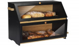 Cutie pentru paine Leader Accessories din bambus, cu 2 niveluri, negru - RESIGILAT