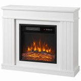 HOMCOM Șemineu Electric de Pardoseală/&Icirc;ncastrat cu Ramă pentru TV 38", 1800W, Efect de Flacără 3D, Funcție Memorie, Alb | Aosom Romania