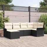 Cumpara ieftin Set de canapele pentru grădină cu pernă 6 pcs Negru Rattan poli