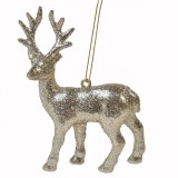 Ornament Brad Crăciun, Model Cerb, Culoare Bej Auriu, Dimensiune 12.5 cm, Material Plastic, Oem
