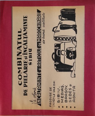 1971 Reclamă Combin Pielarie si Incaltaminte SIBIU comunism, epoca aur, 24 x 20 foto