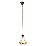 Cumpara ieftin Lustra din fier maro si sticla roz Tiffany 15x115 cm