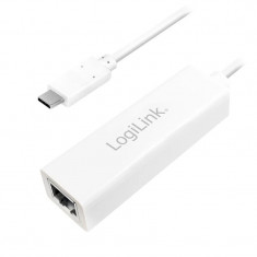 CABLU USB LOGILINK adaptor USB 3.2 Type-C (T) la RJ45 (M) 14cm 10/100/1000 Mbit/s alb UA0238
