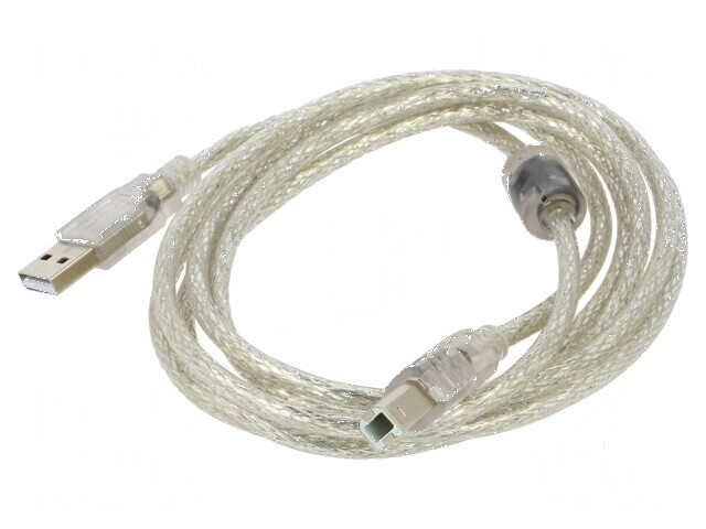 Cablu USB 2.0 A la B aurit 1,8m transparent