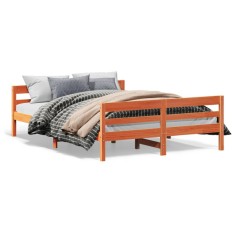 vidaXL Cadru de pat fără saltea, maro ceruit 140x200 cm lemn masiv pin 842789