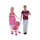 Set Familie papusi si accesorii, Roz, ATU-089675, Plastic, Oem