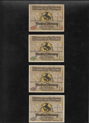Rar! Set Notgeld Stuttgart 4 x 50 pf foto