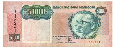 Angola 5 000 5000 Kwanzas 1991 P-130b Seria 5893241 foto