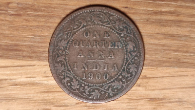 India Britanica - moneda de colectie - 1/4 quarter anna 1900 - Victoria - bronz foto