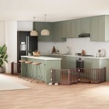 vidaXL Poartă c&acirc;ini pliabilă cu ușă 6 panouri maro, 480 cm, lemn plop 3155745