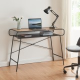 Birou Kr&oslash;dsherad 76x106x46cm negru/efect lemn stejar [en.casa] HausGarden Leisure