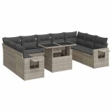 Cumpara ieftin Set canapele de gradina cu perne 10 piese gri deschis poliratan
