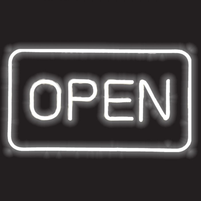 Panou LED Neon, Model &quot;Open&quot;, Alb, Dimensiuni 41x23.5cm, Alimentare USB