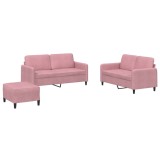 Cumpara ieftin Set de canapele, 3 piese, roz, catifea