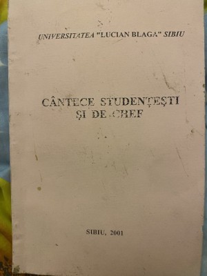 Cantece studentesti si de chef, Vasile Fetche, Universitatea Lucian Blaga Sibiu, 2001, autograf foto