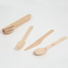 Set tacâmuri din lemn – furculițe, linguri, cuțite – 12 piese / pachet
