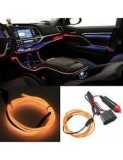 Fir neon auto electroluminiscent El Wire 5m cu lumina Portocalie cu droser si mufa bricheta