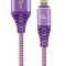 CABLU alimentare si date GEMBIRD, pt. smartphone, USB 2.0 (T) la Lightning (T), 2m, premium, cablu cu impletire din bumbac, mov cu insertii albe, &quot;CC-