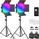 Cumpara ieftin Kit 2 Panouri Neewer RGB PRO 660 LED, trepiezi reglabili 200 cm, gentute de transport incluse