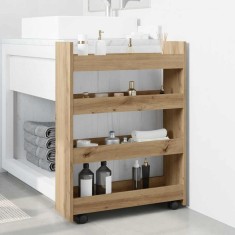 vidaXL Cărucior de depozitare &icirc;ngust, 4 niveluri stejar artizanal lemn