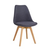 Cumpara ieftin Scaun Gaston Gri &icirc;nchis pp-țesătură-lemn Natural 56,5x43x83,5cm
