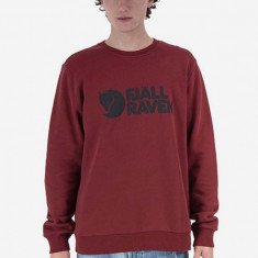 Fjallraven hanorac de bumbac Logo Sweater bărbați, culoarea roșu, cu imprimeu F84142