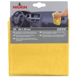 Laveta auto, Nigrin, pentru lustruire bord, bumbac, 35 x 35 cm, galben, set 2 bucati