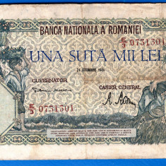 (23) BANCNOTA ROMANIA - 100.000 LEI 1946 (21 OCTOMBRIE 1946), FILIGRAN ORIZONTAL