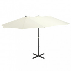 vidaXL Umbrelă soare exterior, stâlp aluminiu, nisipiu, 460 x 270 cm