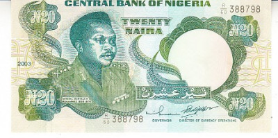 M1 - Bancnota foarte veche - Nigeria - 20 naira - 2003 foto