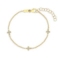 Bratara din Aur 14k cu Cruciulite Delicate, Reglabila 12,7 - 15,2 cm, pentru Bebelusi si Fetite