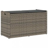 Banca Depozitare Gradina Gossi, 100cm, Polirattan Gri, Perna inclusa, Spatiu Depozitare, Rezistenta UV