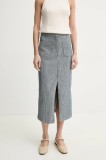 Sessun fusta culoarea albastru marin, midi, drept, 25206005