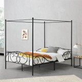 Pat baldachin Finstr&ouml;m S140 otel negru mat [en.casa] HausGarden Leisure