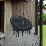 H&auml;ngesessel Kailua Max. 150 kg Indoor Outdoor mit Kissen Schwarz casa.pro