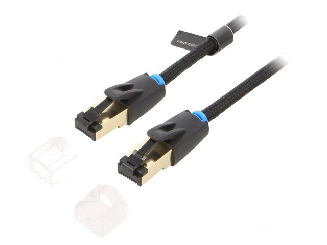 Patch Cord S/FTP Cat 8 PVC Textil Negru 0.5m