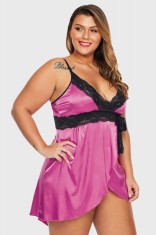 R633P-55 Lenjerie babydoll asimetrica cu insertii din dantela